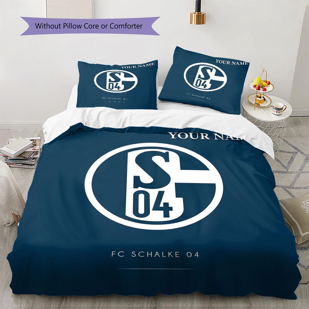 FC Schalke 04 Custom Name Pattern Bedding,Quilt Set Quilt Cover Pillowcase Home Birthday Gift(1 * Duvet Cover + 2 * Pillowcase, Without Core)