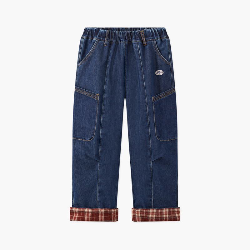 Mqd Children s Clothing Winter Boys  Jeans Loose-Fitting Jogger Pants Stylish Casual Long Pants for Kids Deep cowboy Blue 140