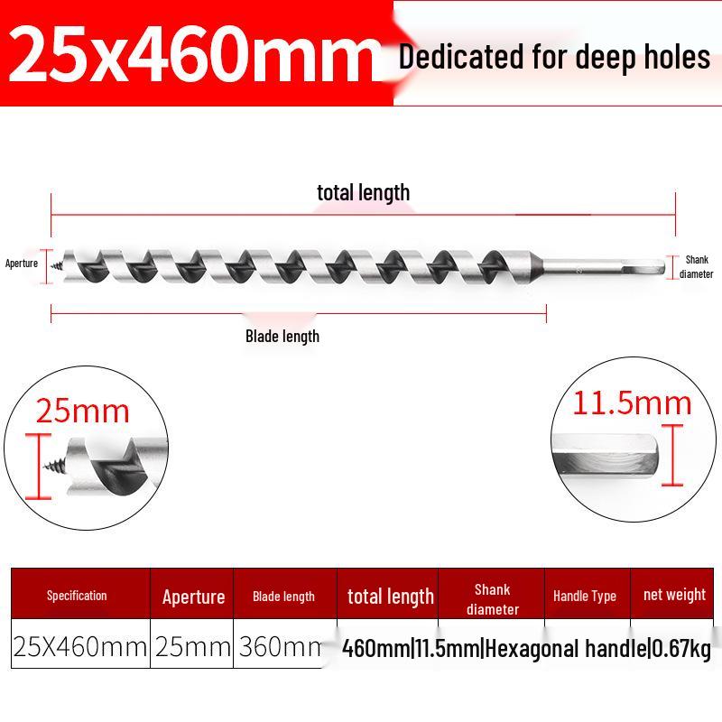 Hex Shank Deep Hole Woodworking Twist Drill Bit