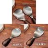 Stainless Steel Rice Ladle With Wooden Handle And Flat Head Ideal For Home Use