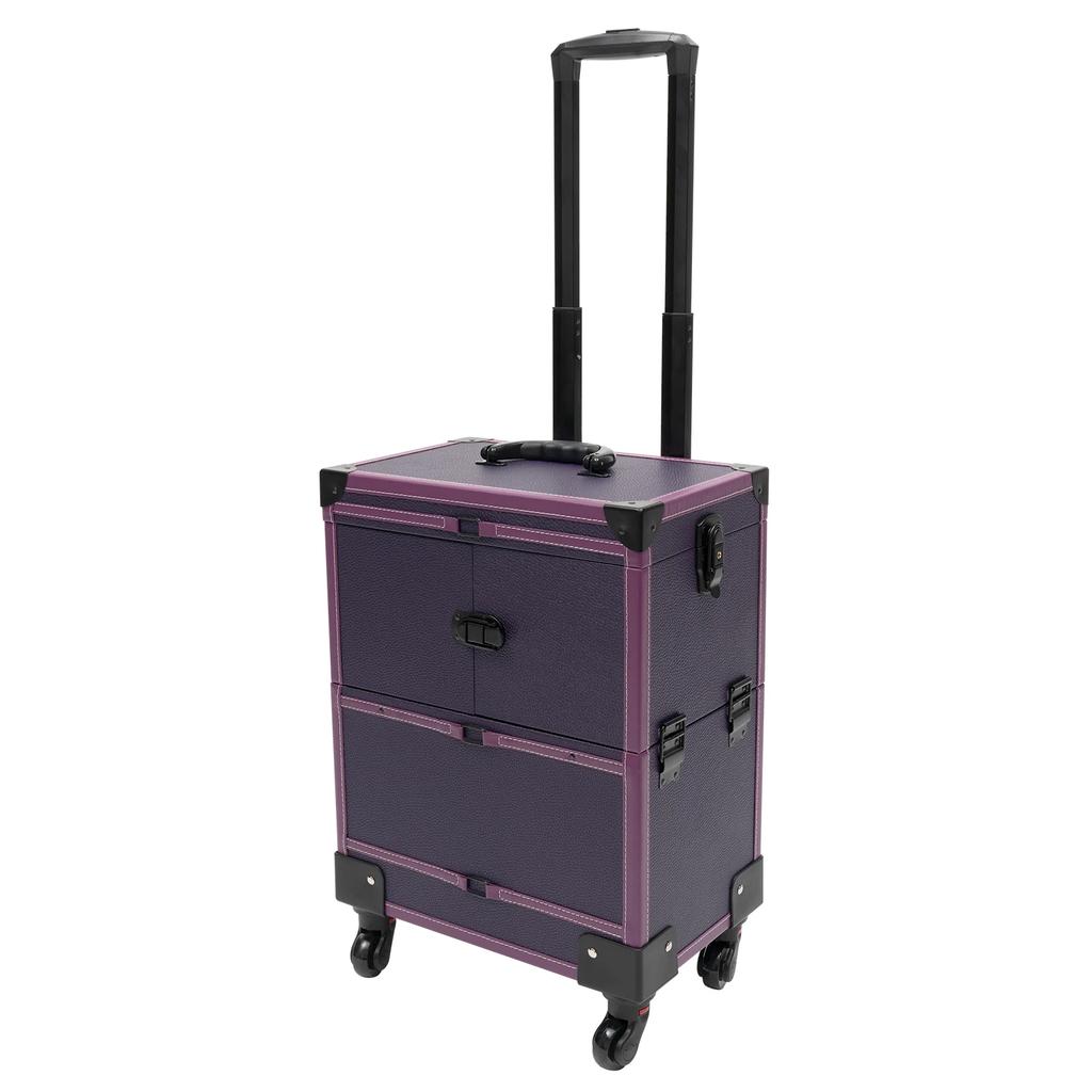 Purple Rolling Makeup Case – Stylish Professional Artist Trolley Organizer