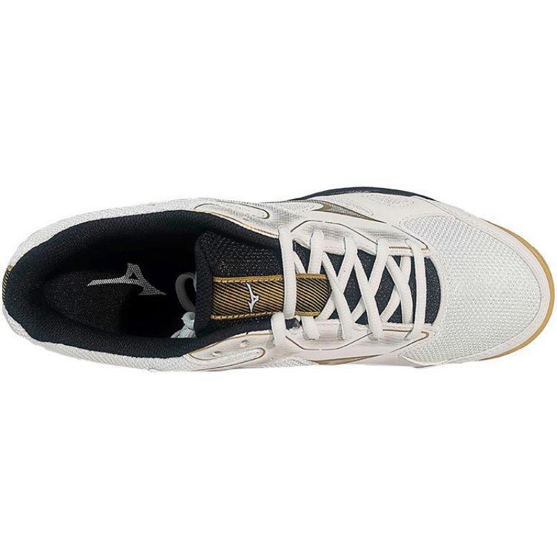 Mizuno Sky Blaster CN Unisex Low-Top Badminton Shoes White Gold 71GA234601