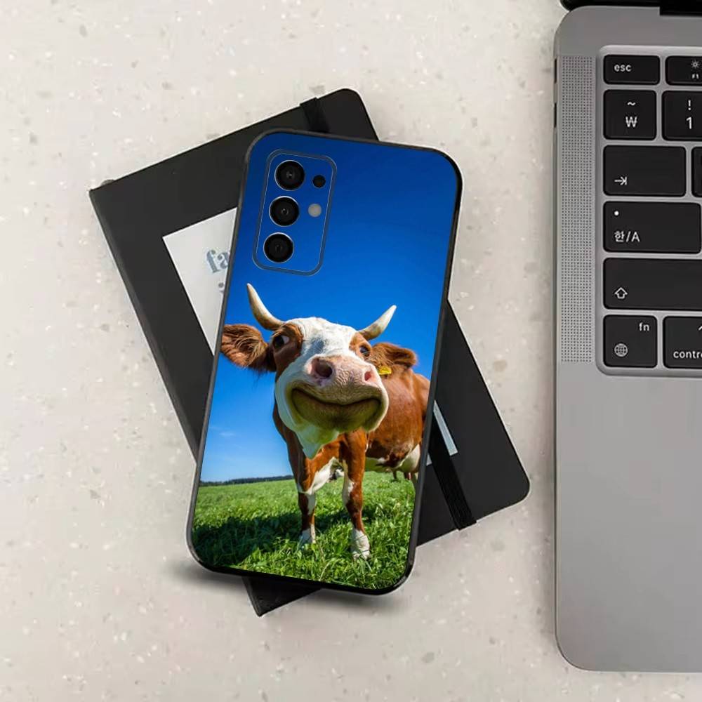 Animal Cute Dairy Cow Phone Case For Samsung Galaxy A73,31,32,72,41,J7,8,9,53,52,71,22,Note Soft Black Silicone Cover