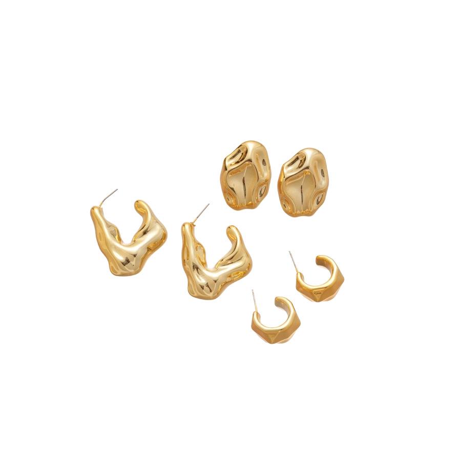 Six-Piece High-End Geometric Steel Stud Earrings Set