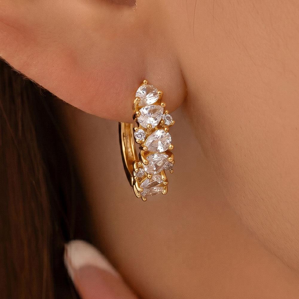 Stylish Rhinestone Zirconia Earrings with Unique Design