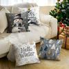 Grey Christmas Cushion Pillowcase Printed Polyester 45x45cm Throw Pillowcover Decorative Sofa Cushion Pillowslip Home Decor