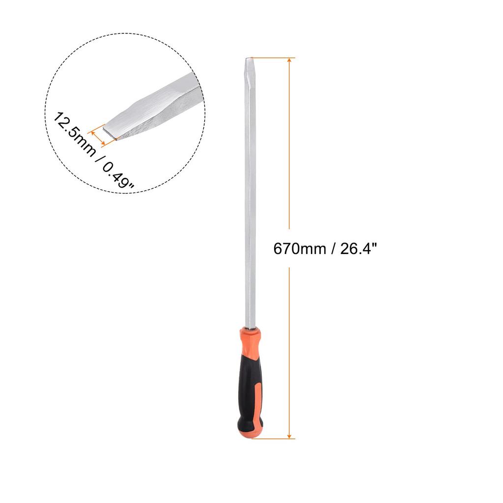 uxcell Flat Head Impact Demolition Screwdriver with 508mm Straight Handle for Repair 3pcs 12.5mm Industrial/Automotive