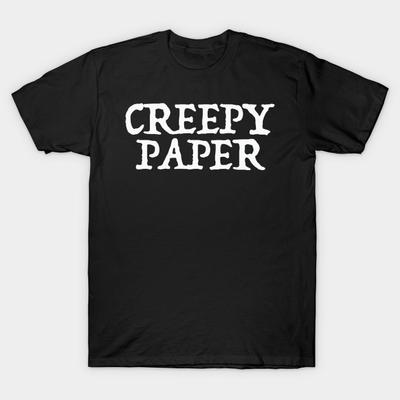 Asian Size Men Black Print T-shirt Creepy Paper No-Cut Heat Transfer Print Cotton Tshirt