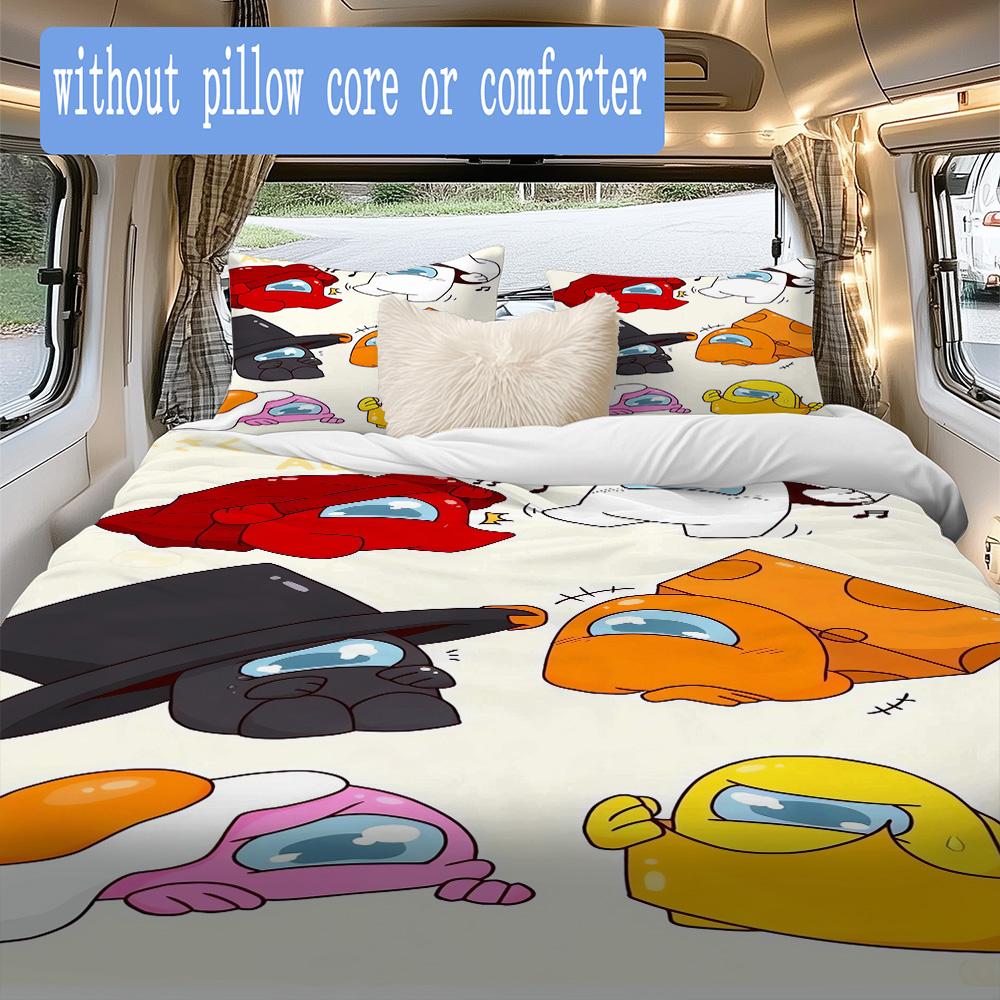 Among Us Pattern Bedding,Quilt Set Quilt Cover Pillowcase Home Birthday Gift (1*duvet Cover+2*pillowcase,without core)SSJT0917020