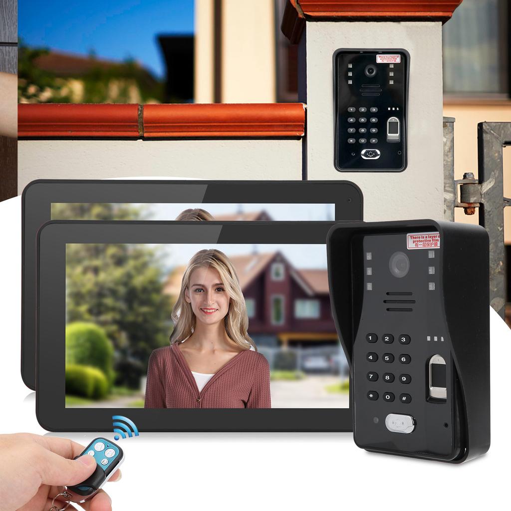 9in Video Doorphone Wired Wifi 2 Monitors Fingerprint Password IC Card Remote Access Control