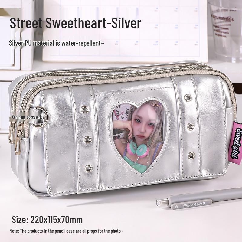 Large Capacity Blue Transparent Ita Pencil Case - Stylish and Functional for Students