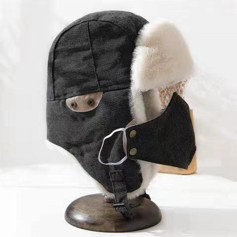 Unisex Winter Warm Fleece-Lined Aviator Beanie Hat With Neck Cover Windproof Riding Cap Cold Weather Outdoor Use