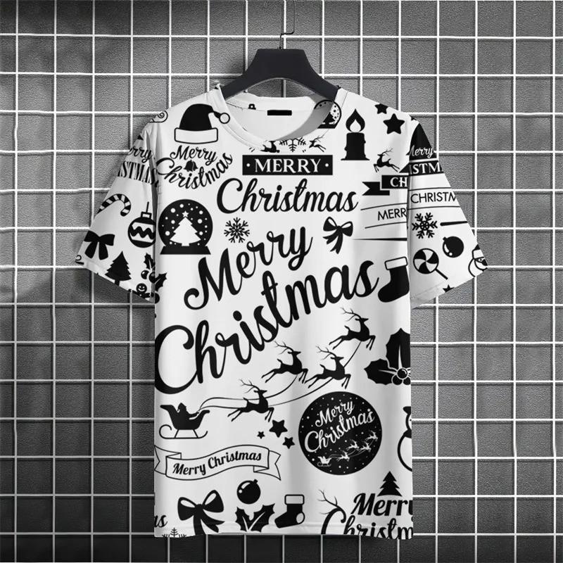 Christmas tree pattern 3D printed T-shirt street men's fashion plus size casual O-neck short sleeved T-shirt