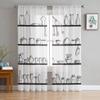 Kitchen Utensils Plaid Tulle Curtains For Living Room Chiffon Voile Sheer Window Curtain For Bedroom