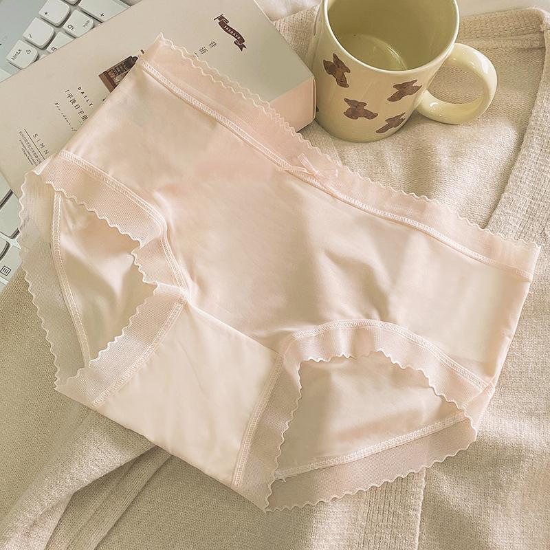 Ladies Summer Thin Style Pure Sexy Ice Silk Pure Cotton Crotch Antibacterial Breathable No Trace Briefs