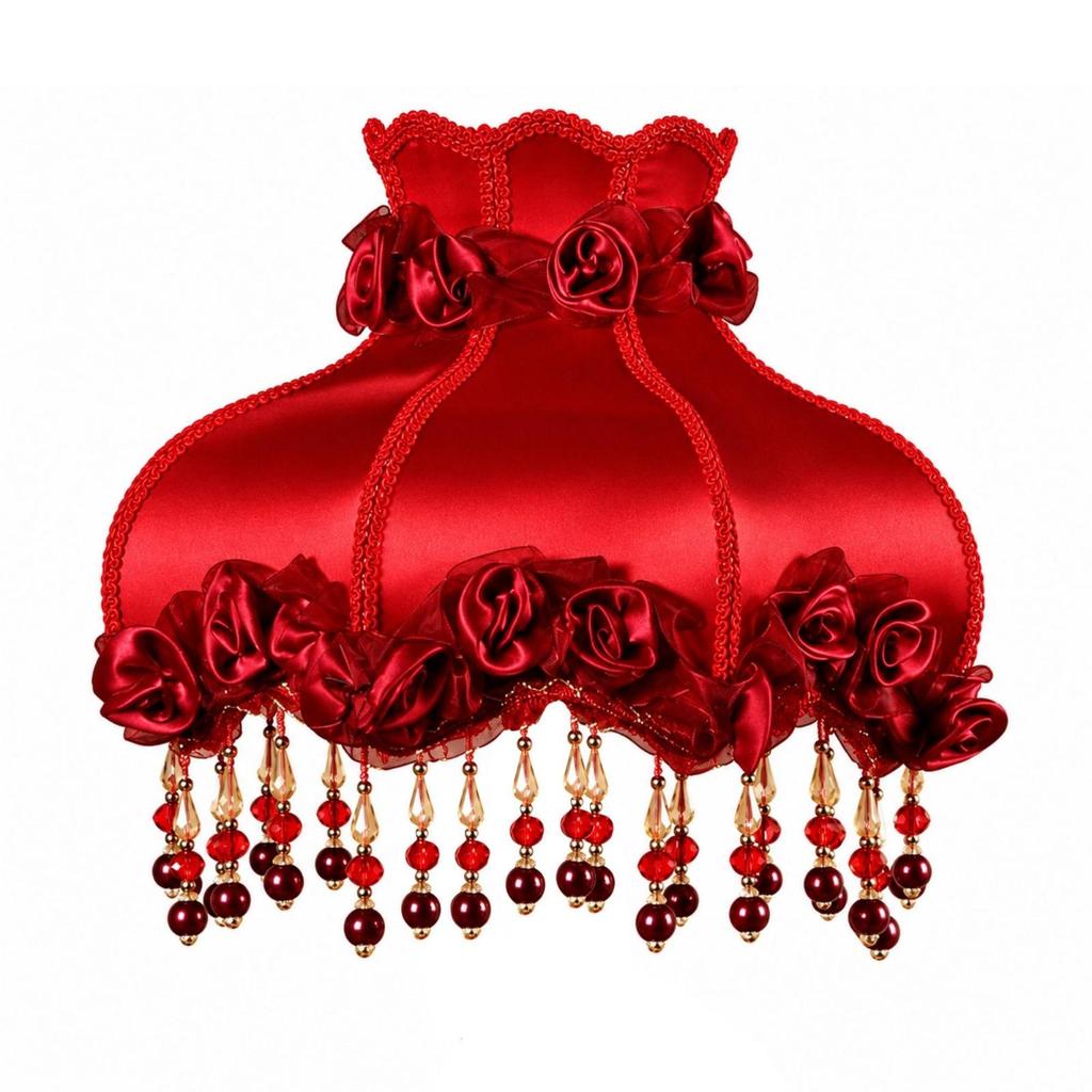 E27 Screw Fitting Lampshade Beaded with Dangling Bead Ornaments Ornate for Bedroom,