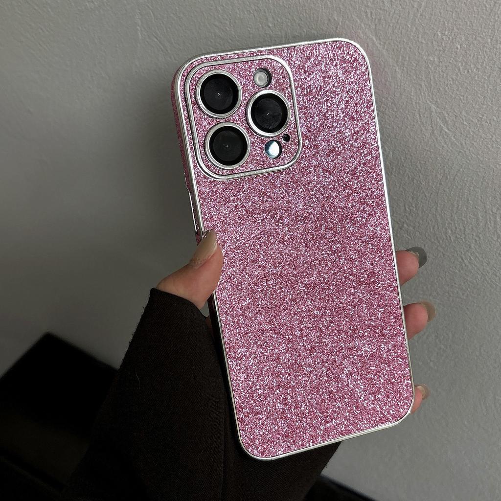 Bling Glitter Leather Case For iPhone 16 15 14 13 12 11 Pro Max Sparkling Soft Silicone Shockproof Plating Bumper Cover