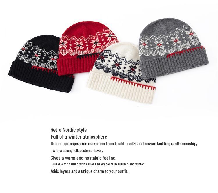 Korean Style 100% Pure Cashmere Knit Hat – Warm, Stylish Ear Protection Skullcap for Couples