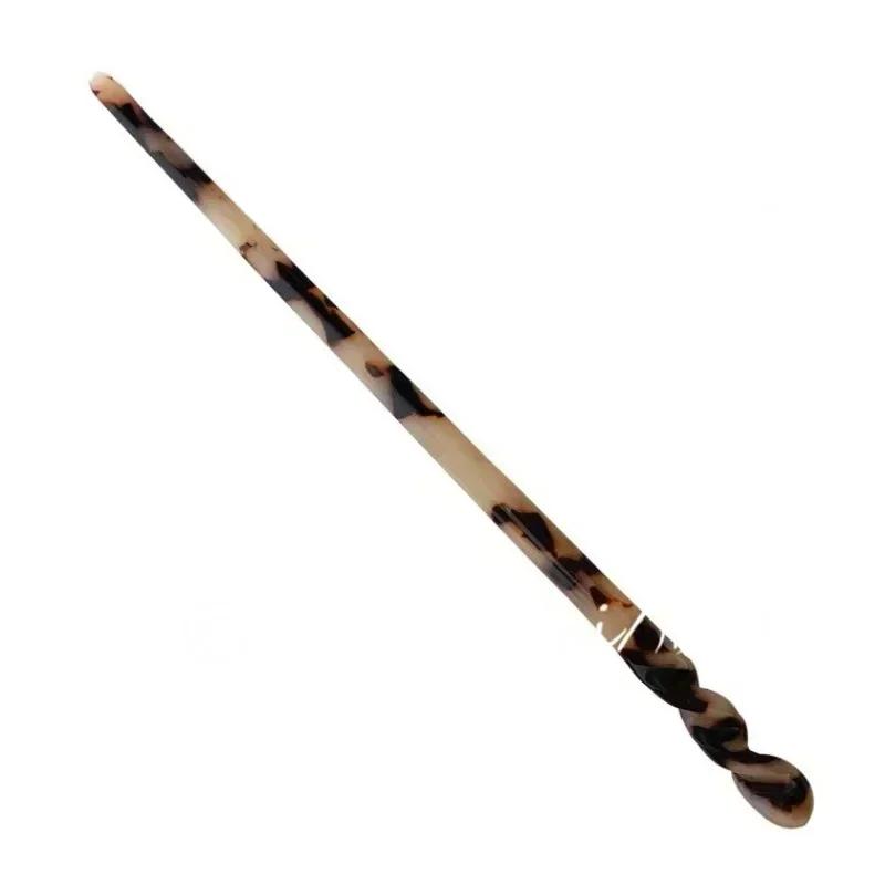 Chinese Style Floral Print Hair Sticks Vintage Acetate Resin Women Hairpins Clip Pin Headwear Wedding Jewelry Accessories