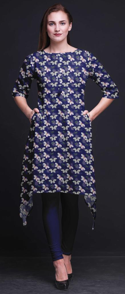 Bimba Black Blocks Block Women Kurtas Ethnic Printed Asymmetric Summer Wear Tops For Women