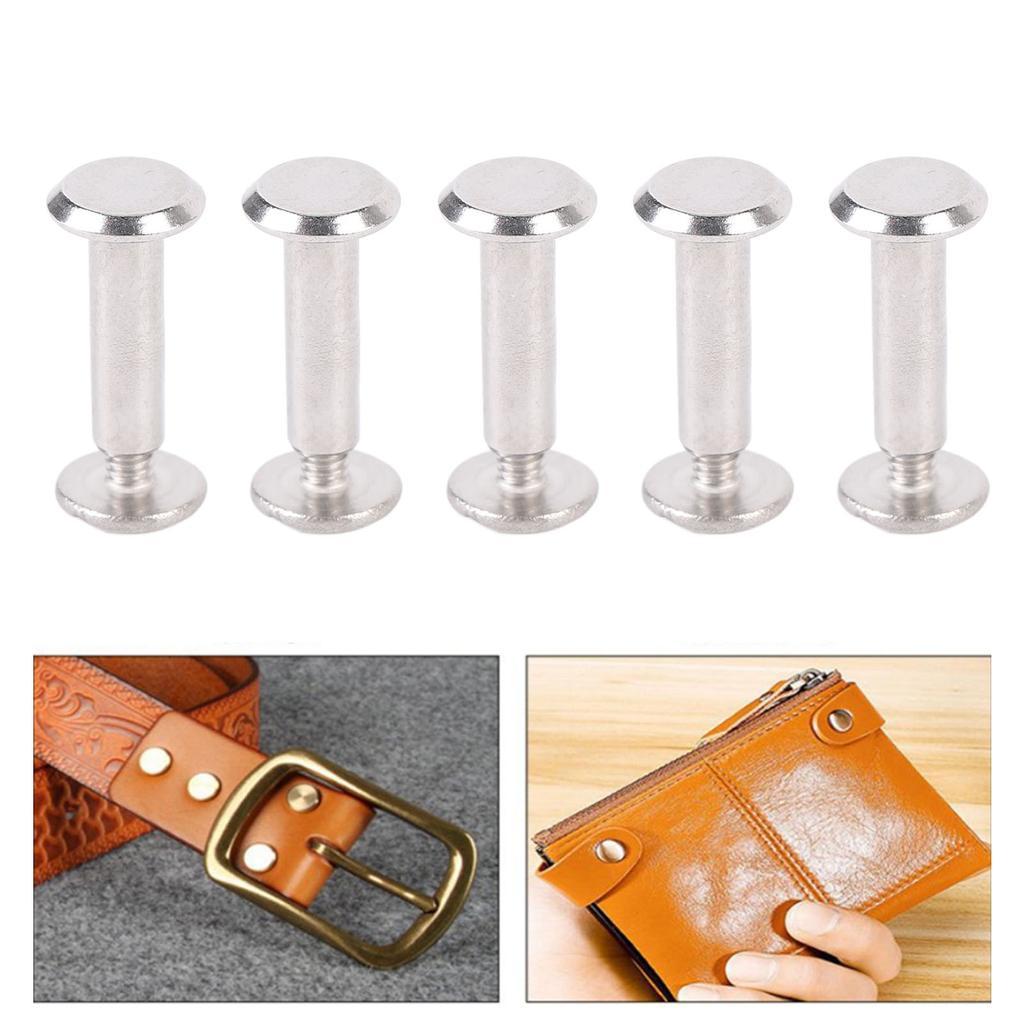 100 Sets Screw Rivet M2 Round Flat Head Stainless Steel Leather Rivets Binding Screws for Crafts