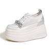Women's 2025 Summer White Platform Sneakers - Thick-Soled, Breathable Mesh, Inner Lift, Casual Sports Style