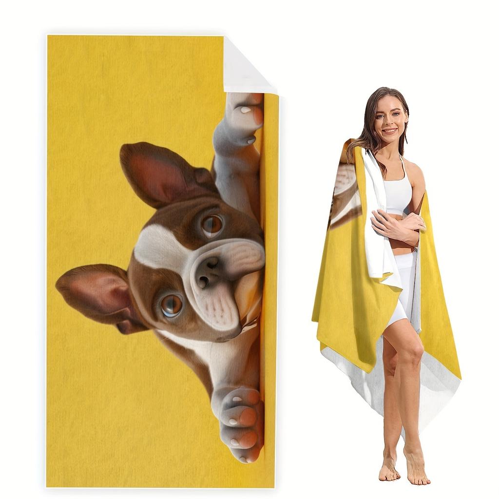 Dog Cute Cartoon Pattern Beach Towel Soft Absorbent Lightweight For Beach Shower Pool Travel Camping Perfect Gift For Doglovers