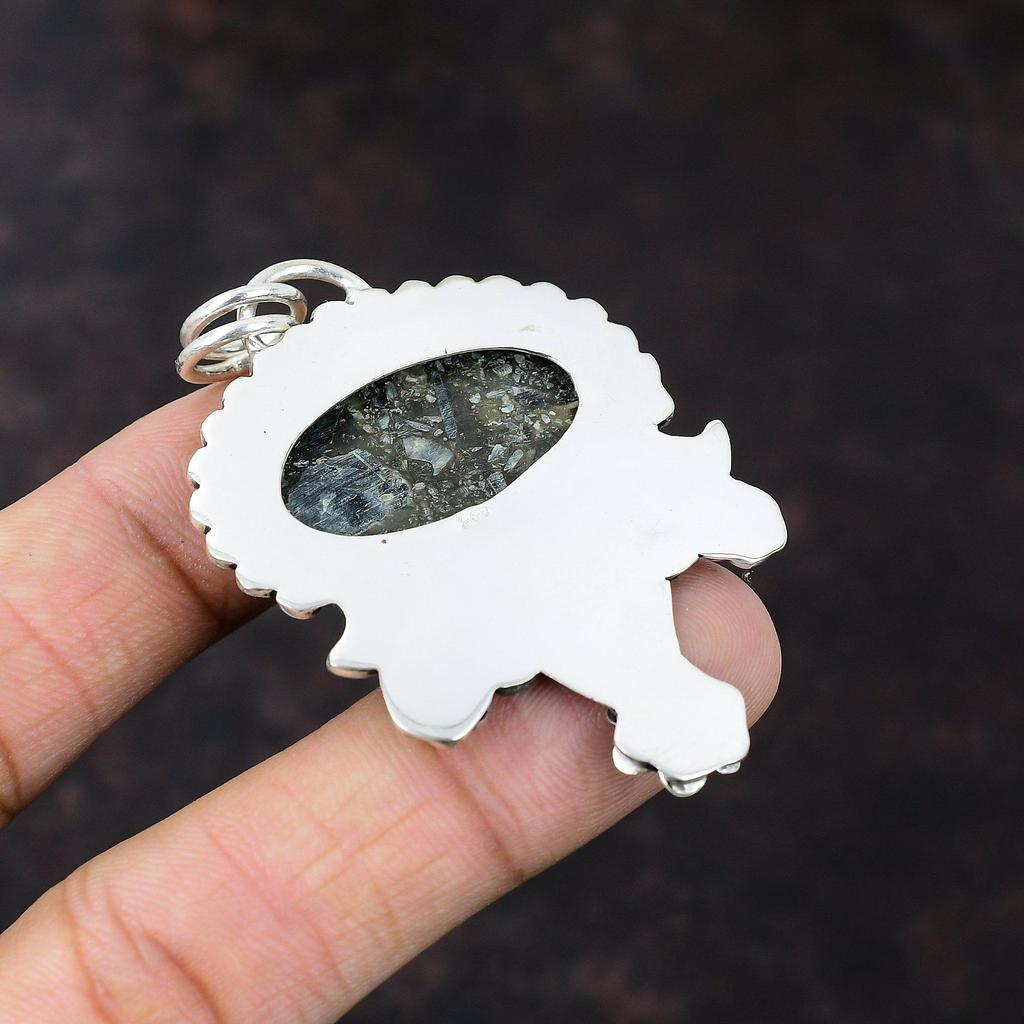 Copper Seraphinite Pendant Real Gemstone Jewelry 925 Sterling Silver Pendant Handmade Jewelry Dragonfly Pendant Gift For Mom Amazing Jewelry