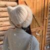 Fashionable and Adorable Cat Ear Hat Autumn Winter Versatile Knitted Hat Thickened Large Circumference Women's Plush Hat