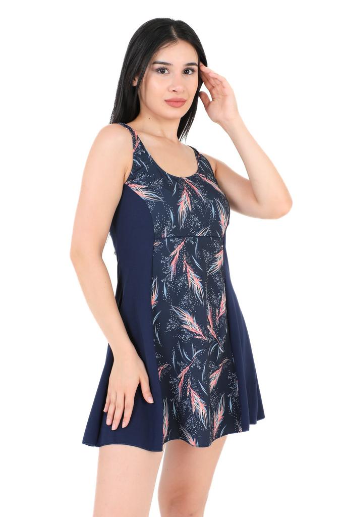 Damen Stil Große Größe Badeanzug Übergröße Gemusterte Shorts Flexibles Kleid Badeanzug