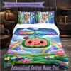 Personalized 3Pcs Bedding SetCocomelon Custom Text Duvet Cover Pillowcase Set Bedroom Gift