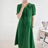 New Arrivals Open Run Women Nylon Slim Fit Collar Puff Long Dress