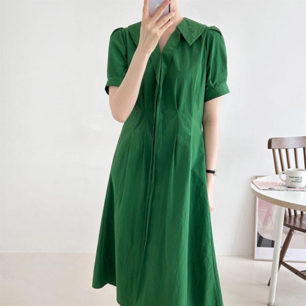 New Arrivals Open Run Women Nylon Slim Fit Collar Puff Long Dress