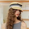 Ins Luxury Wheat Straw Equestrian Cap Sun Hats For Women Vintage Bow Fedoras Hat Lady Beach Sunscreen Straw Hat Knight Berets