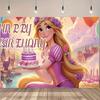 Fundo Desenho Enrolados Rapunzel Cabelo Longo Princesa Meninas Festa de Aniversário Chá de Bebê Fundo para Fotografia