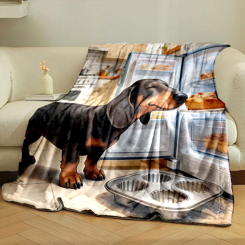 Multi-size Dachshund Theme Print Blanket Warm Soft Fluffy Kids and Adult Sofa Bed Throw Blanket Outdoor Travel Camping
