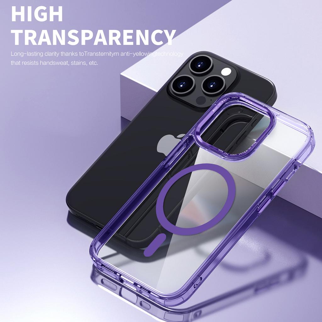Magnetic Case for iPhone 13 Pro Max,PC+TPU Transparent Phone Cover Compatible with MagSafe