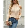 Women's Autumn and Winter Knit V-neck Off-the-shoulder Solid Color Twist Long-sleeved Sweater