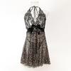 Lace Trim Leopard Print See-Through Patchwork Nightgown