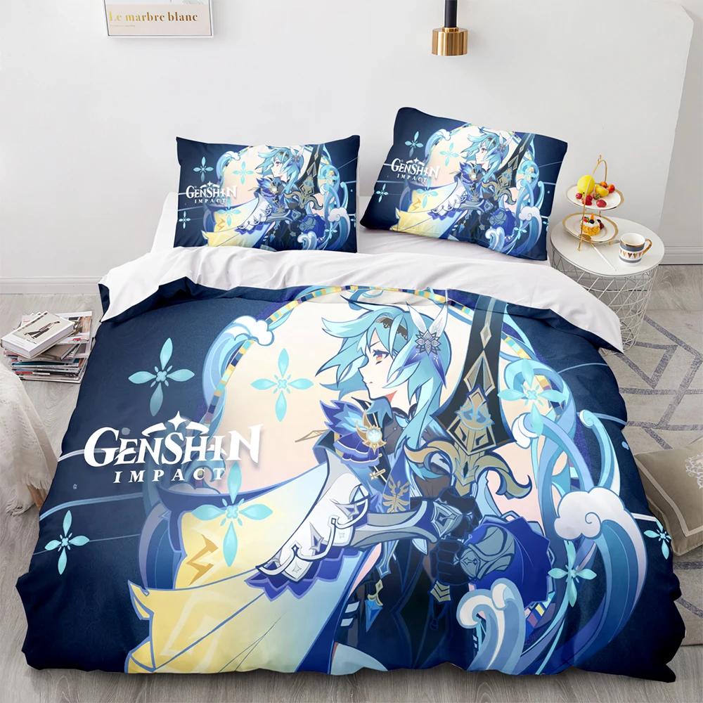 3D Printed Genshin Impact Bedding Set Anime Game XIAO Duvet Cover Double Twin Full Queen King Adult Kids Bedclothes Quilt Cover