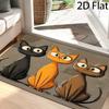 1pc 2D Flat Retro Art Cat Entrance Floor Mat, Fun Three Cats Entrance Door Mat, Creative Easy Cat Bathroom Rug, Home Decoration Rug Floor Mat, Lightwe