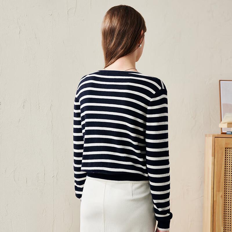 Kommboka Women's Fine Wool Striped Knit Cardigan