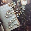 Natural Stone Beads Rosary Necklace Crucifix Cross Pendant Chain Catholic Religious Jewelry for Women Meditatin Gift