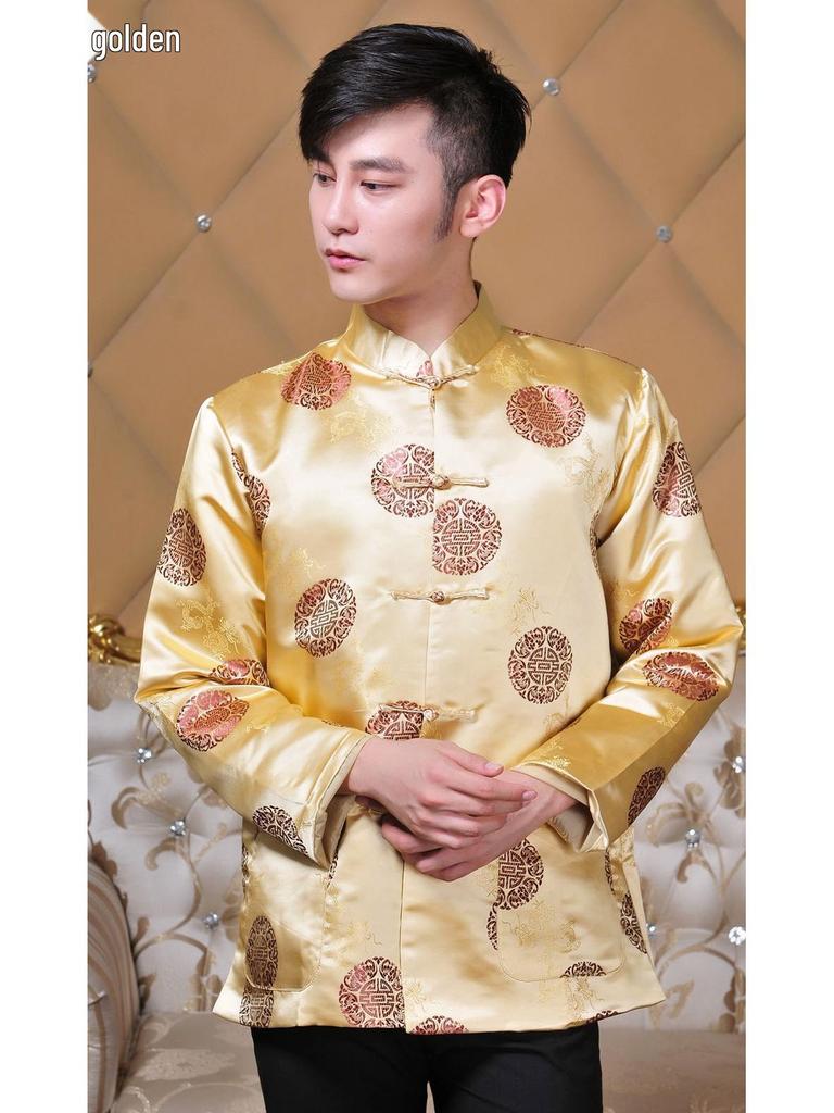 Chinese Tang Suit Red Top: Women's Ethnic Festive Long Sleeve for Spring, Autumn, Winter