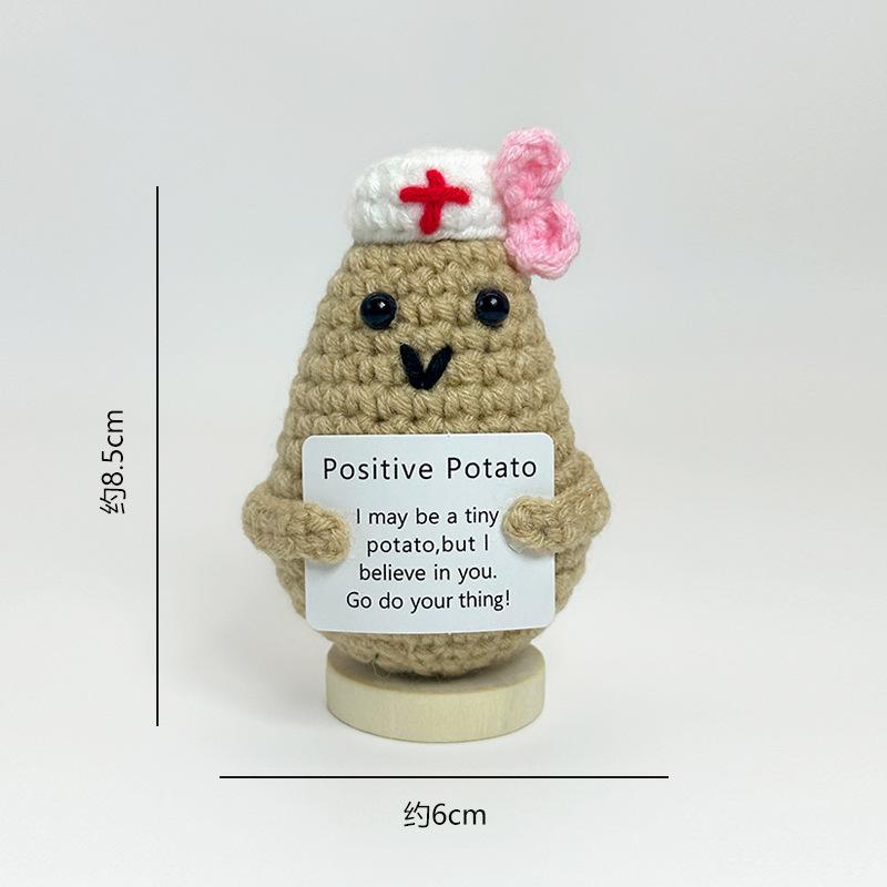 Funny Positive Energy Potato Hug Pocket Doll Mini Handmade Plush Knitted Plant Ornament Home Room Decoration Christams Gifts