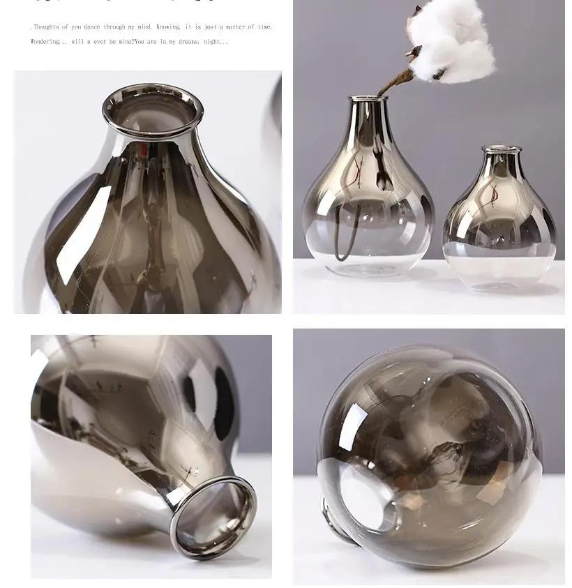 2025 New Brand Nordic Glass Vase Creative Silver Gradient Dried Insert Desktop Terrarium Jewelry Decoration Plant Holder