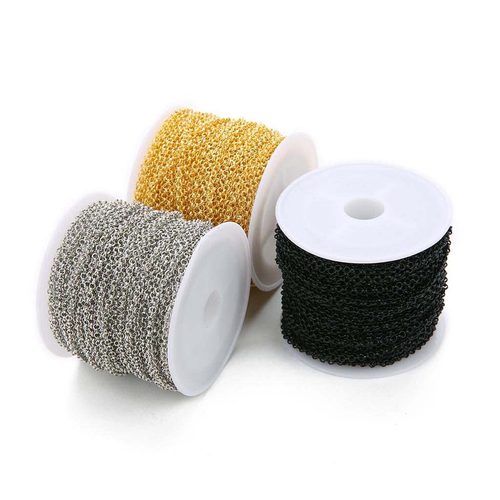 10 Yard 2/3mm Metal Iron Rolo O Link Chains Bulk Chain Gold Color for Diy Bracelet Necklaces Making Findings Wholesale