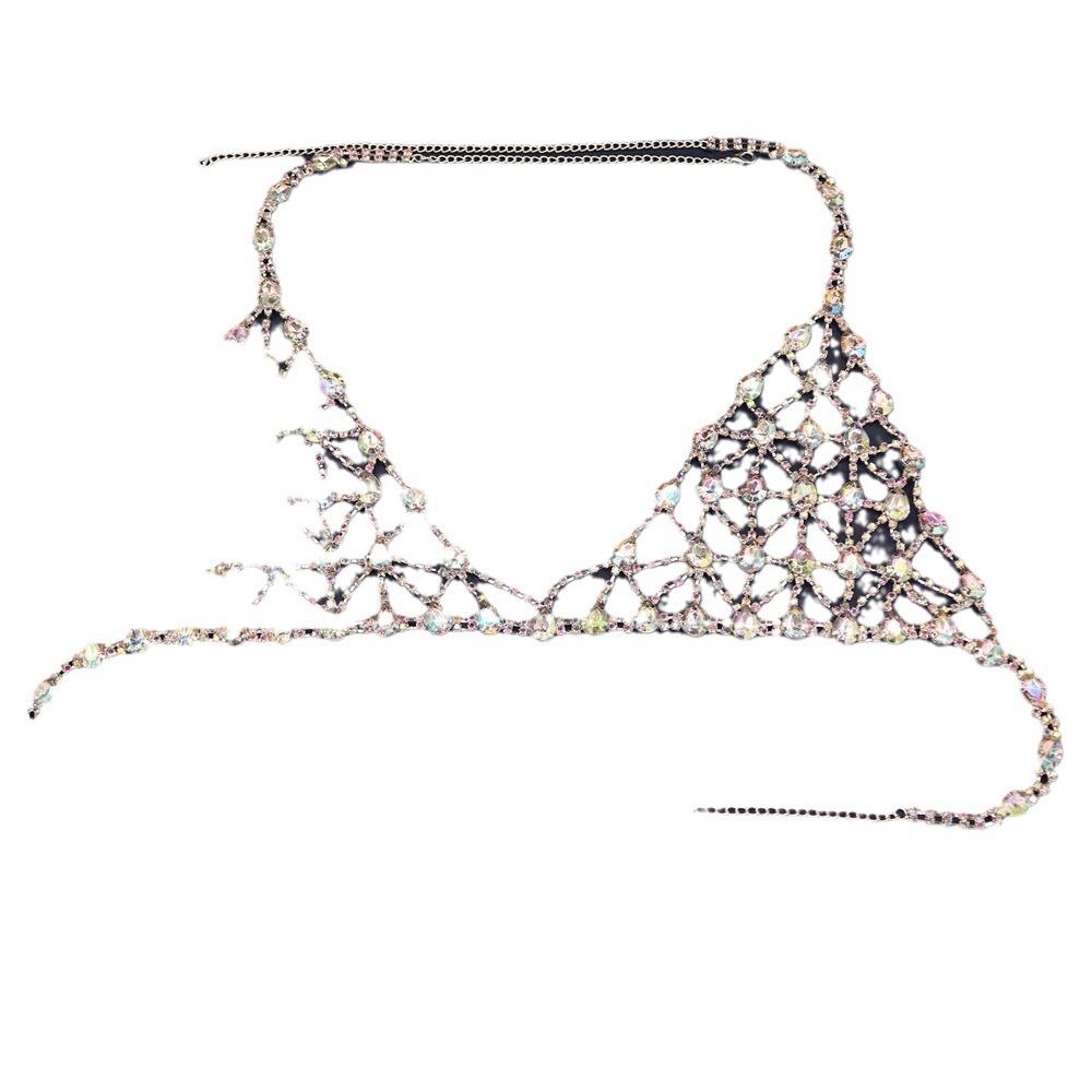 European And American Exaggerated Rhinestone Women'S Sexy Bra Thong Chain Ab Colored Diamond Body Chain Set Body Chain