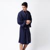 Men's Winter Solid Soft Lace-Up Shawl Bathrobe Long Sleeve Robe Coat