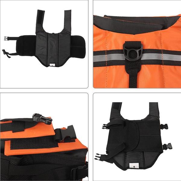 Dog Life Jacket, Reflective&Adjustable Dog Life Vests Large Float Orange Pet Swimwear,Cat Apparel Accessories For Small And Medium Dogs Swimming